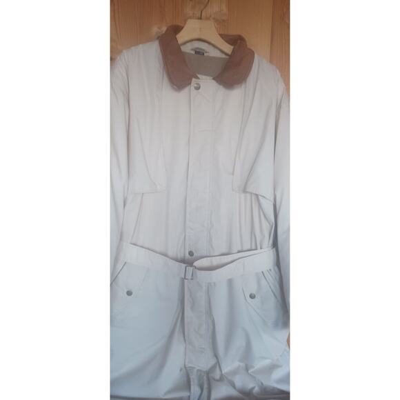 Vintage MIGHTY MAC Ivory Long Goose Down Trench coat Mens Large Winter Overcoat - Picture 2 of 12